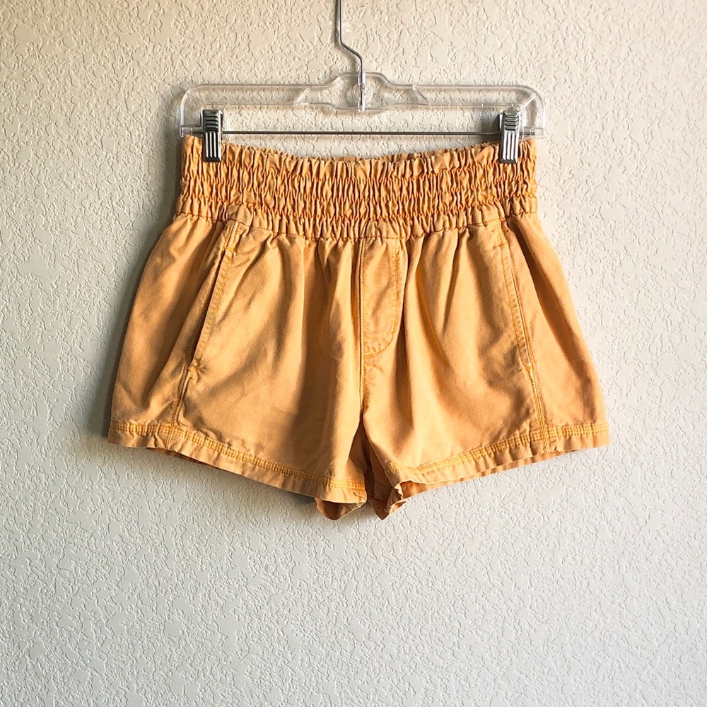 Aerie Babewatch Smocked Waist Pull On Shorts Sunwashed Orange Small